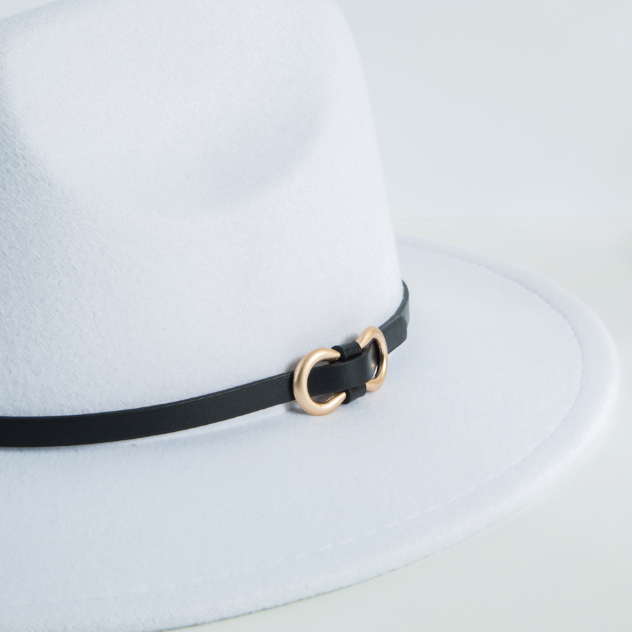 Unisex Casual Vintage Style Simple Style Solid Color Belt Buckle Big Eaves Flat Eaves Fedora Hat display picture 12