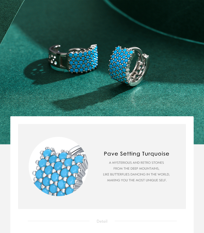 1 Paire Style Vintage Rond Argent Sterling Incruster Turquoise Plaqué Rhodium Des Boucles D'oreilles display picture 4