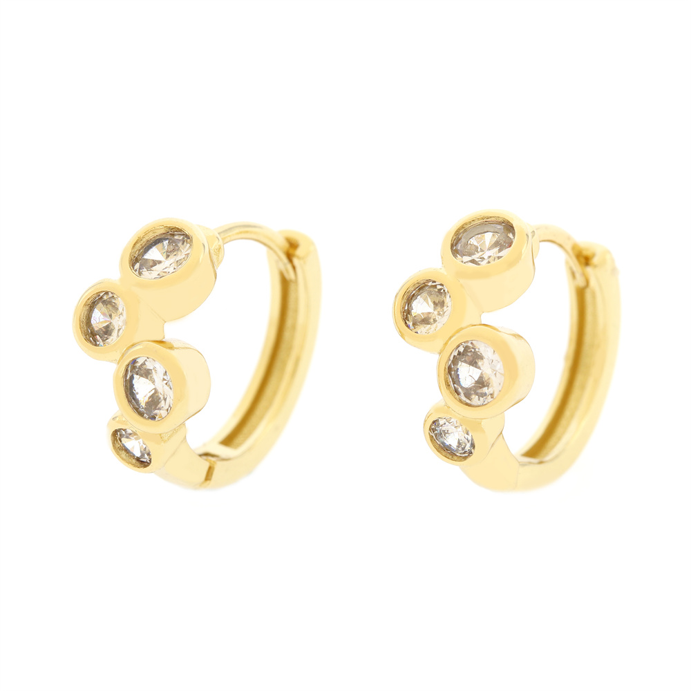 1 Pair Elegant Shiny Round Square Trapezoid Copper Plating Inlay Zircon Gold Plated Hoop Earrings display picture 2
