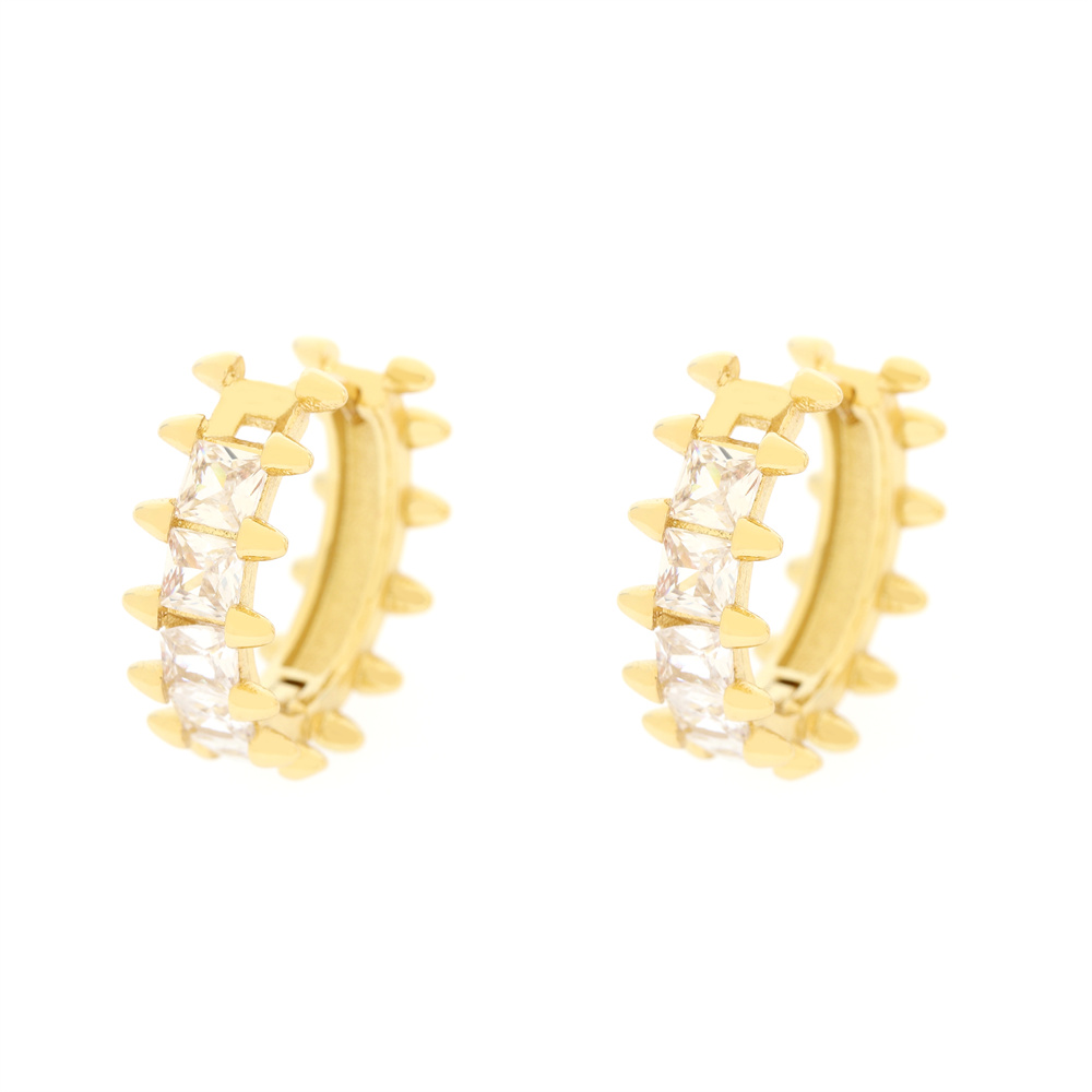 1 Pair Elegant Shiny Round Square Trapezoid Copper Plating Inlay Zircon Gold Plated Hoop Earrings display picture 6