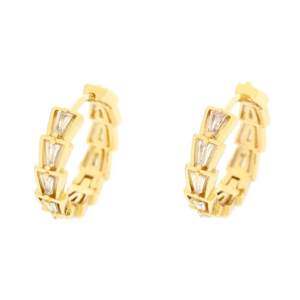 1 Pair Elegant Shiny Round Square Trapezoid Copper Plating Inlay Zircon Gold Plated Hoop Earrings display picture 10