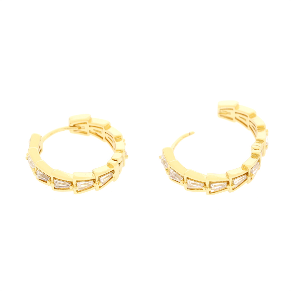 1 Pair Elegant Shiny Round Square Trapezoid Copper Plating Inlay Zircon Gold Plated Hoop Earrings display picture 11