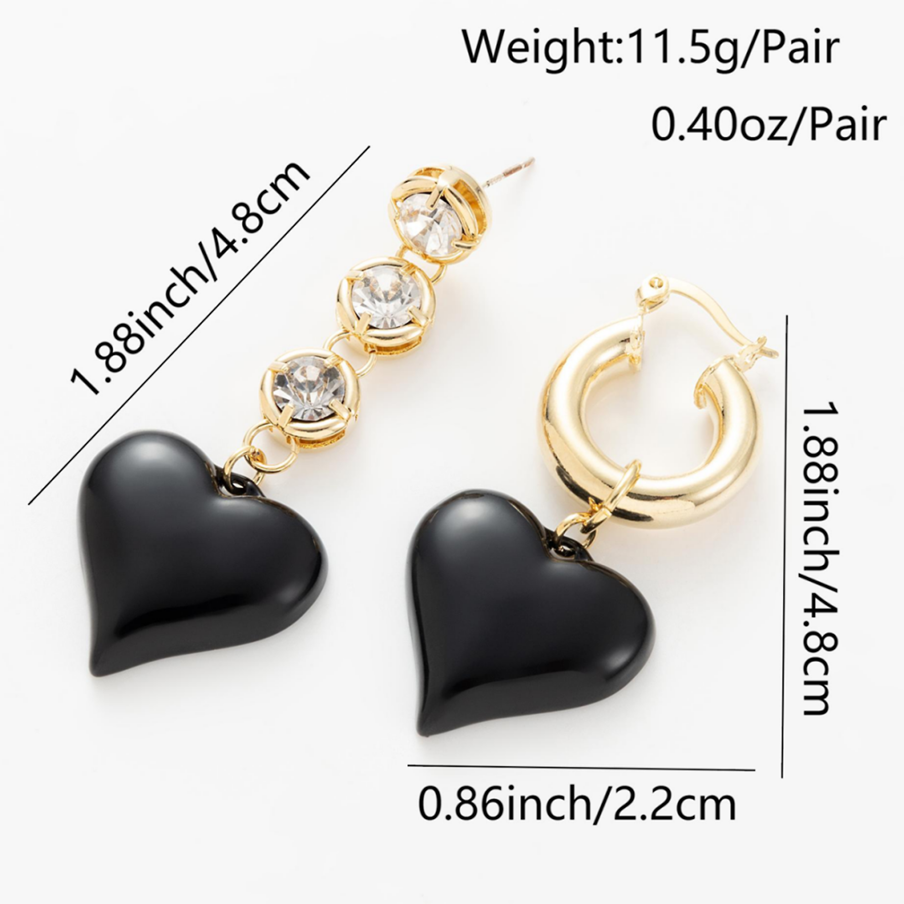 1 Pair Vintage Style Heart Shape Copper Plating Inlay Zircon 24k Gold Plated Drop Earrings display picture 1