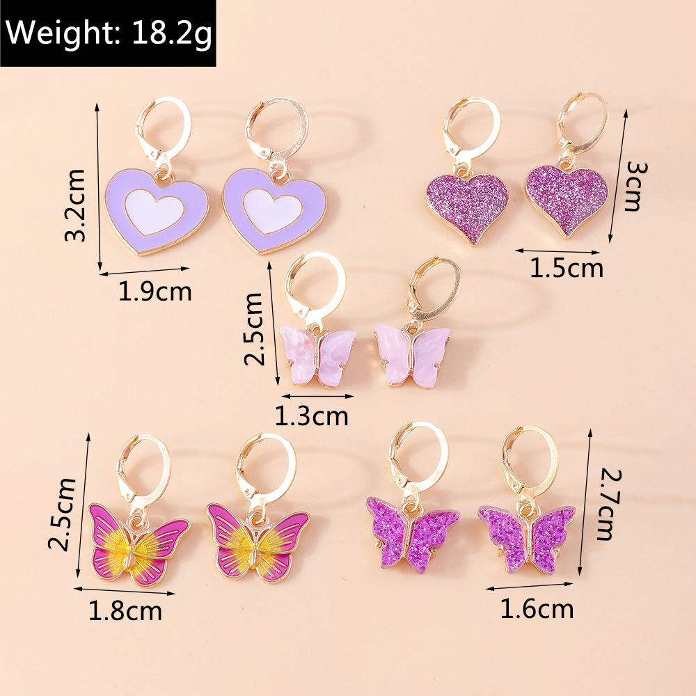 Sucré Forme De Cœur Papillon Alliage Femmes Des Boucles D'oreilles display picture 8