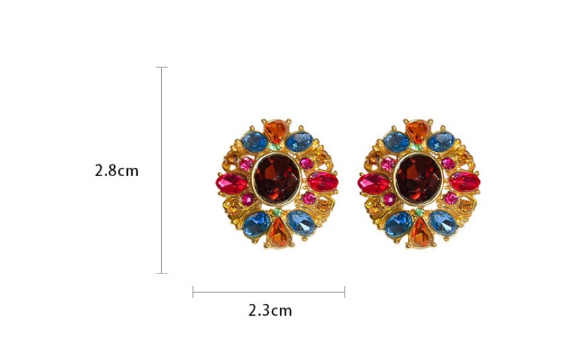1 Pair Vintage Style Flower Copper Plating Inlay Artificial Gemstones Rhinestones Ear Studs display picture 5