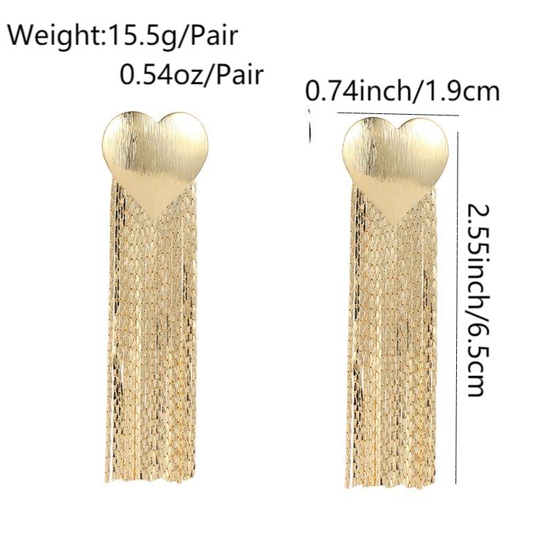 1 Pair Elegant Exaggerated Tassel Heart Shape Plating Titanium Steel 18k Gold Plated Drop Earrings display picture 1