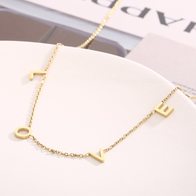 Stainless Steel 18K Gold Plated Simple Style Plating Letter Solid Color Necklace display picture 11