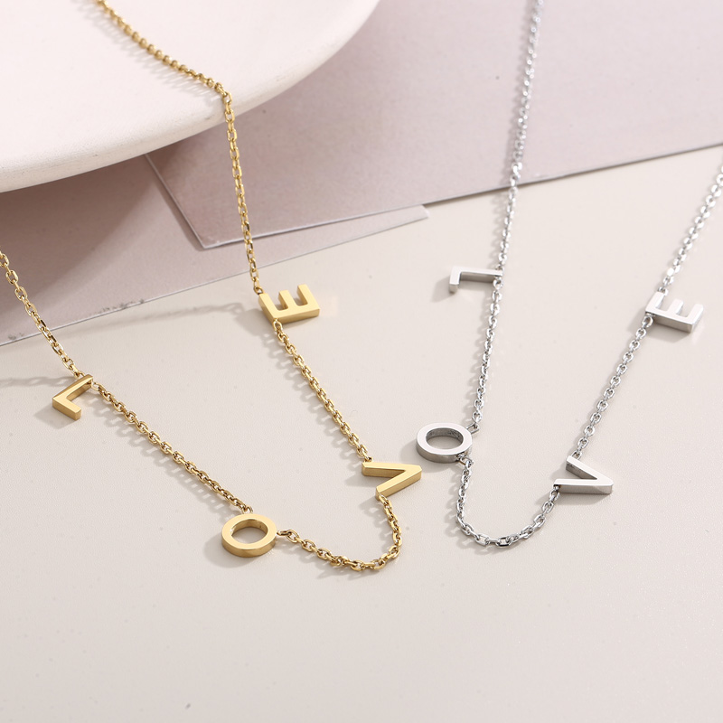 Stainless Steel 18K Gold Plated Simple Style Plating Letter Solid Color Necklace display picture 10