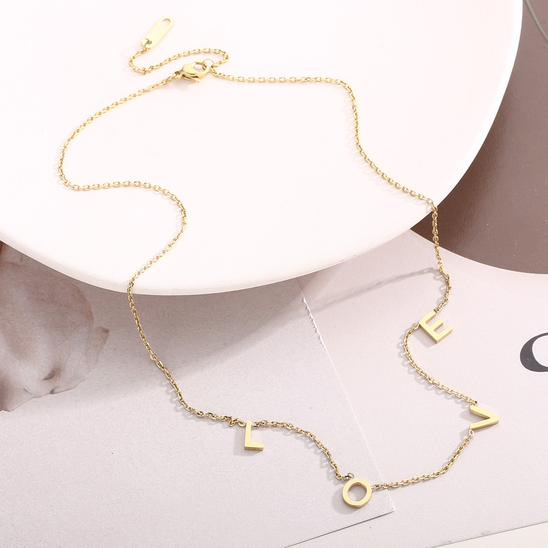 Stainless Steel 18K Gold Plated Simple Style Plating Letter Solid Color Necklace display picture 1