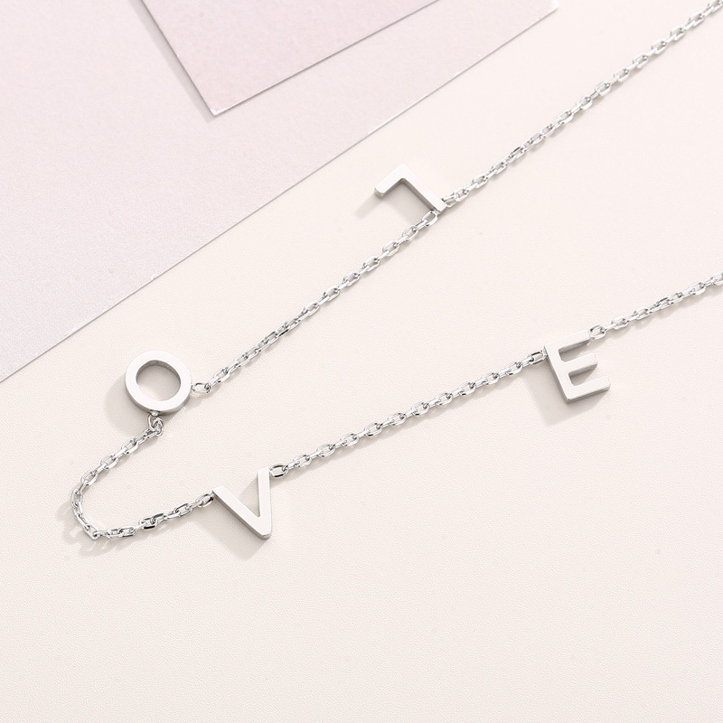 Stainless Steel 18K Gold Plated Simple Style Plating Letter Solid Color Necklace display picture 9