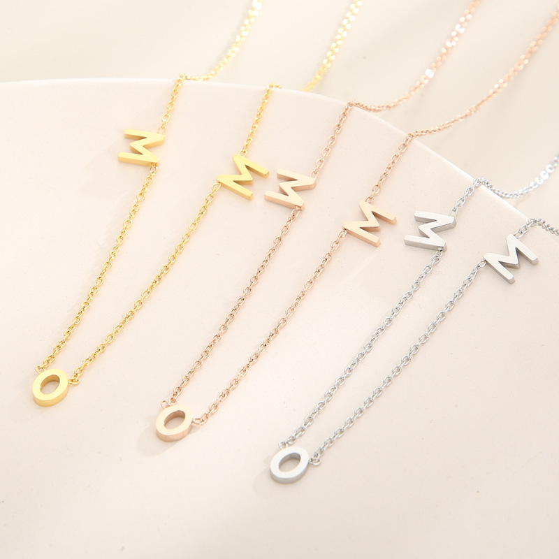 Acier Inoxydable Plaqué Or 18K MAMA Style Simple Placage Couleur Unie Collier display picture 3