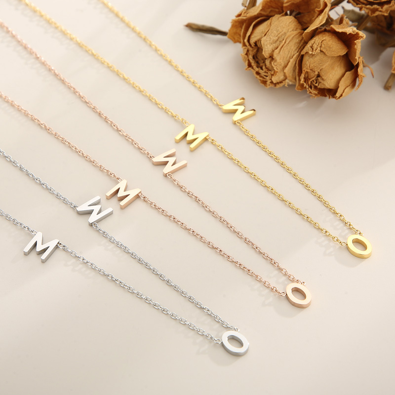 Acier Inoxydable Plaqué Or 18K MAMA Style Simple Placage Couleur Unie Collier display picture 7