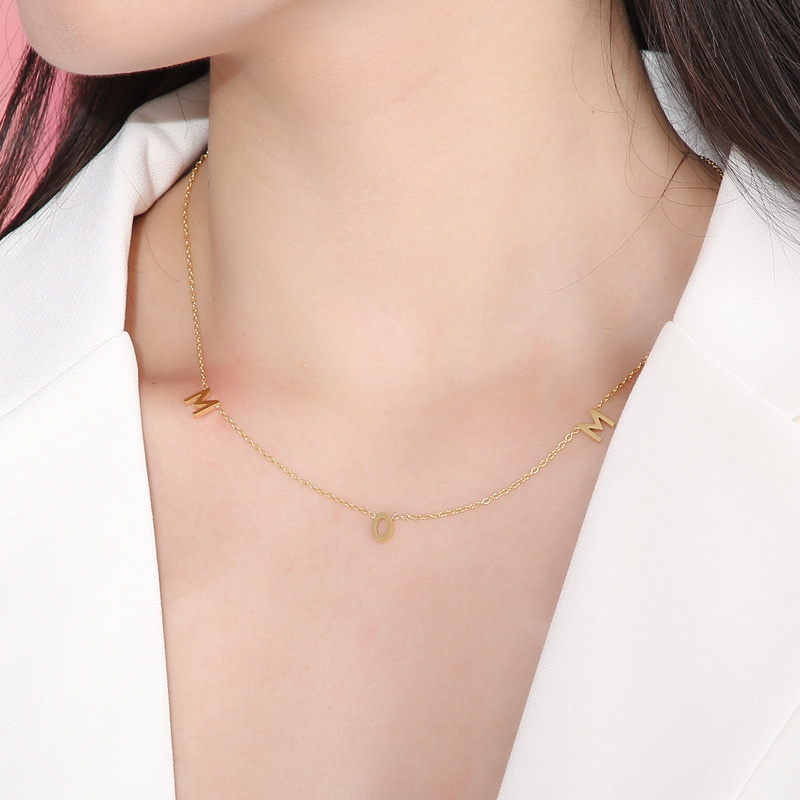 Acier Inoxydable Plaqué Or 18K MAMA Style Simple Placage Couleur Unie Collier display picture 8