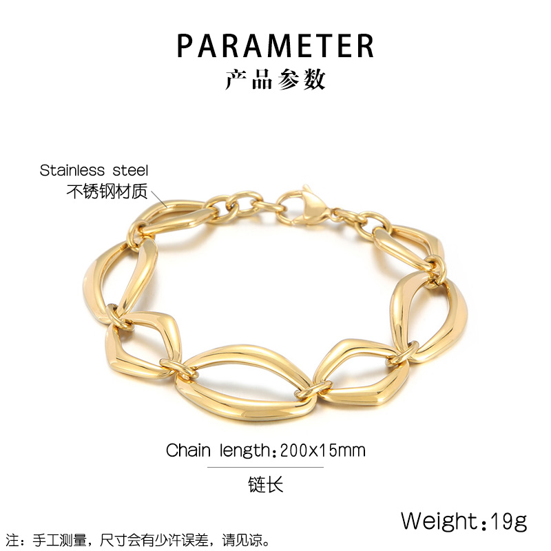 Rock Geometric Titanium Steel 18K Gold Plated Bracelets In Bulk display picture 11