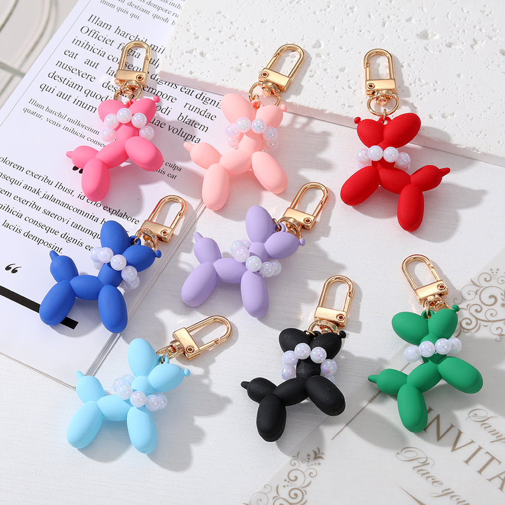 Cute Simple Style Dog Plastic Pearl Bag Pendant Keychain display picture 9