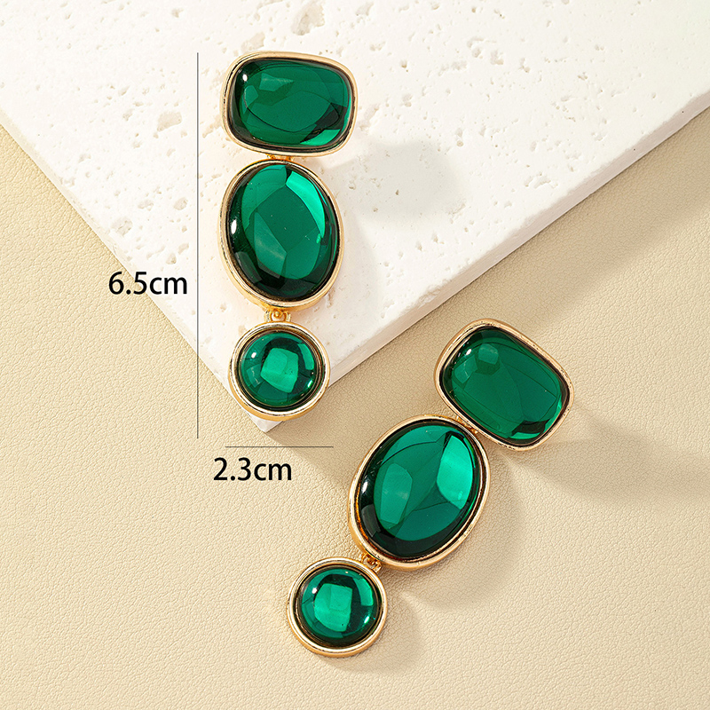 Glam Round Square Oval Alloy Inlay Glass Women's Drop Earrings display picture 5