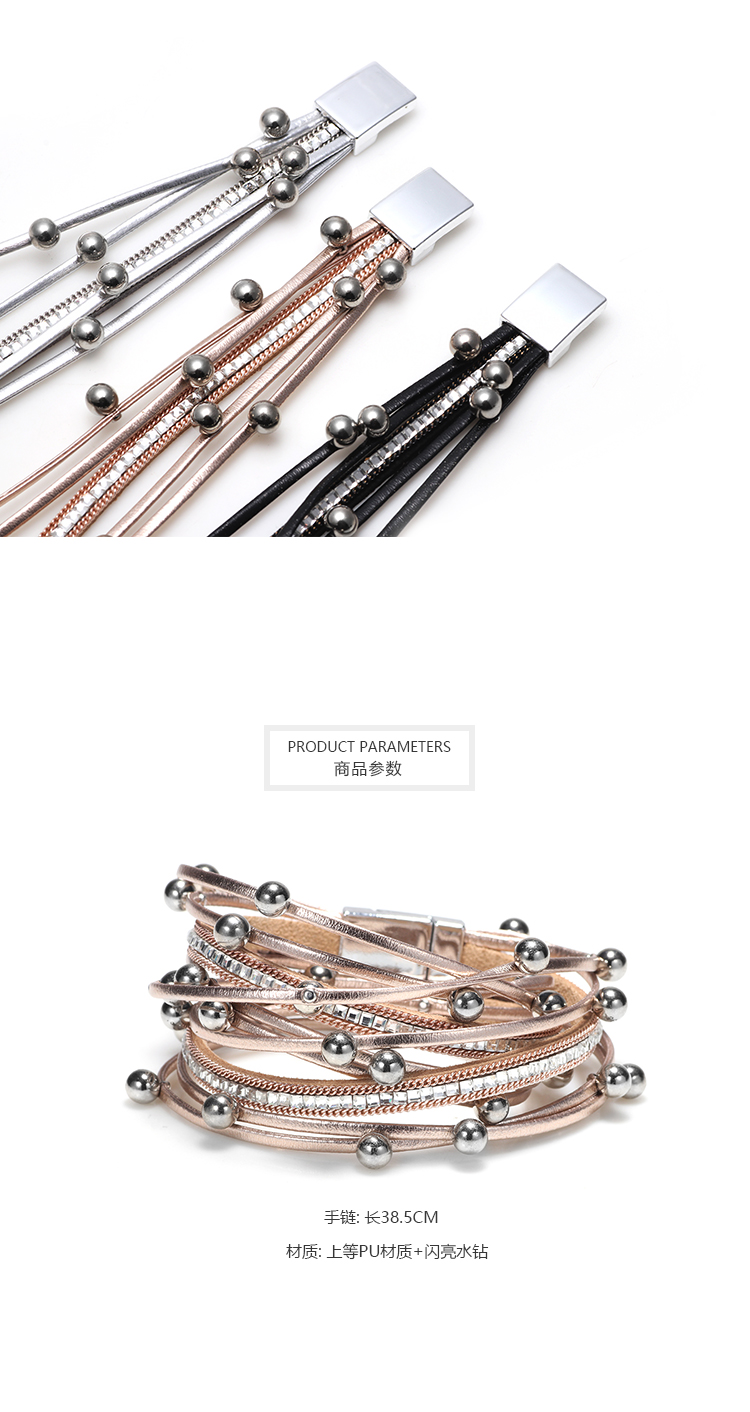 Vintage Style Pearl Pu Leather Alloy Women's Bracelets display picture 4