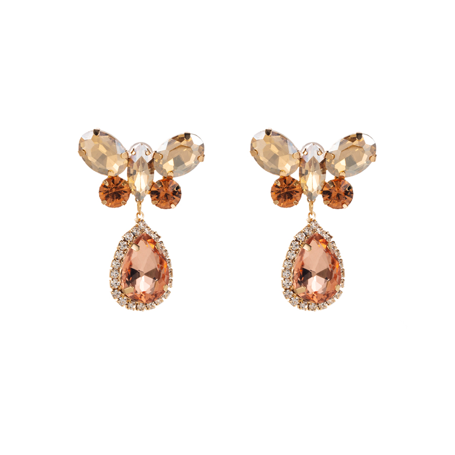 1 Pair Elegant Water Droplets Butterfly Plating Inlay Alloy Rhinestones Gold Plated Drop Earrings display picture 5