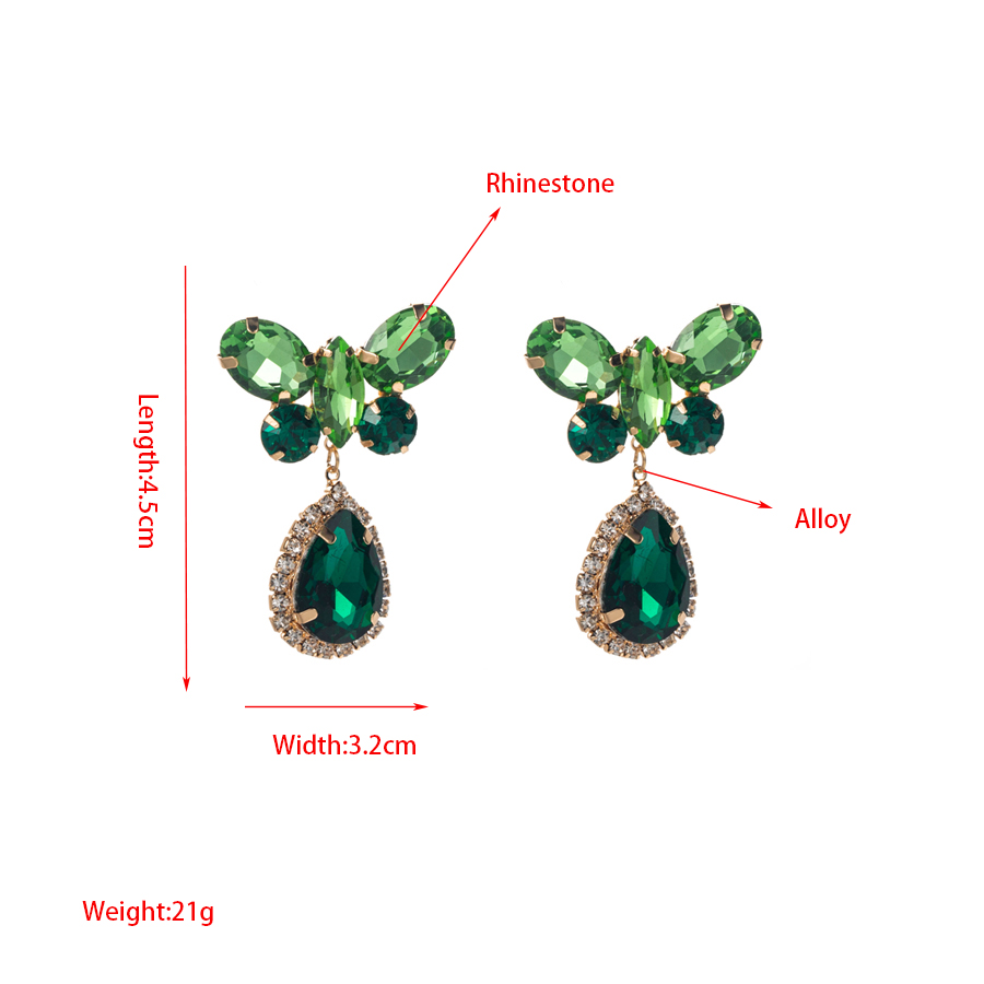 1 Pair Elegant Water Droplets Butterfly Plating Inlay Alloy Rhinestones Gold Plated Drop Earrings display picture 1