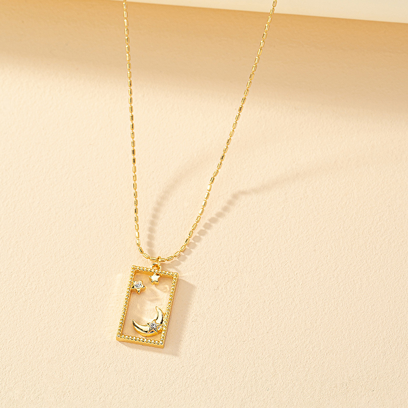 Wholesale Jewelry Elegant Star Moon Alloy Rhinestones Pendant Necklace display picture 2