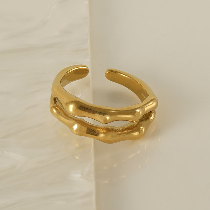 Stainless Steel 18K Gold Plated Classic Style Plating Bamboo Titanium Steel Open Ring display picture 1