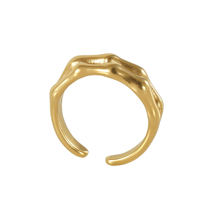 Stainless Steel 18K Gold Plated Classic Style Plating Bamboo Titanium Steel Open Ring display picture 2