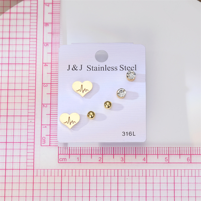 1 Set Elegant Heart Shape Stainless Steel Plating Inlay Zircon Ear Studs display picture 3