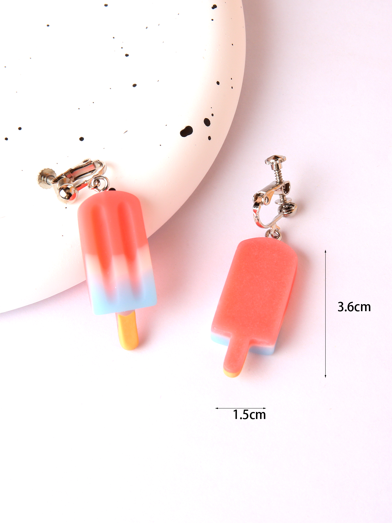 Cute Ice Cream Resin Patchwork Women's Ear Clips display picture 3