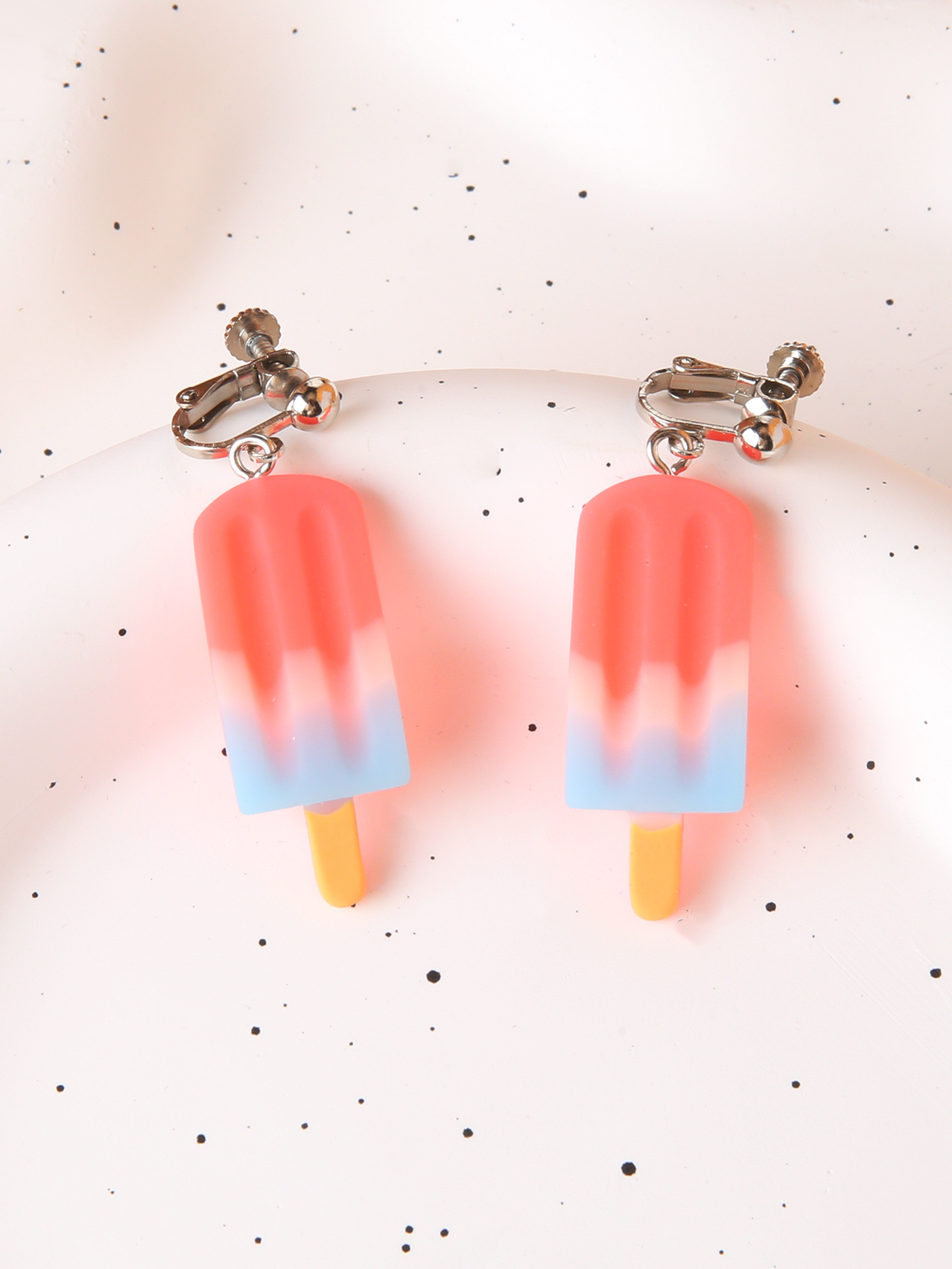 Cute Ice Cream Resin Patchwork Women's Ear Clips display picture 2