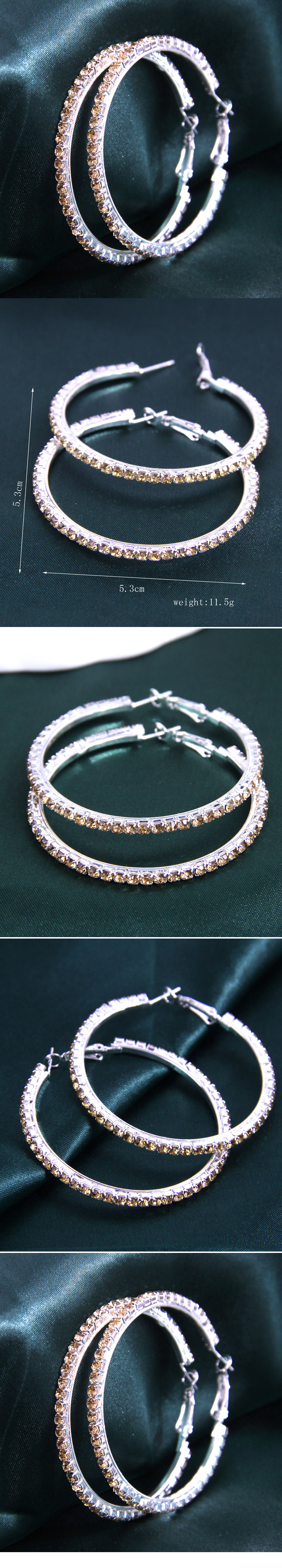 Exaggerated Shiny Round Alloy Inlay Rhinestones Women's Hoop Earrings display picture 1