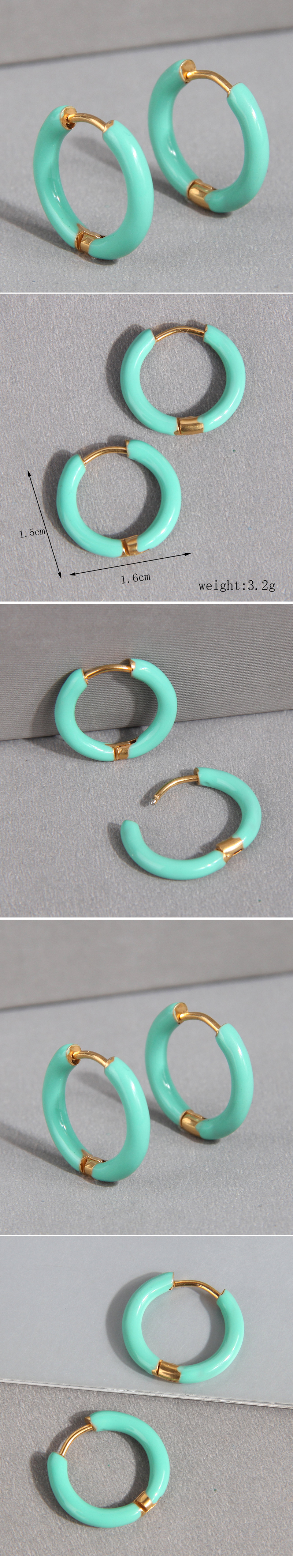 1 Pair Simple Style Round Solid Color Stainless Steel Hoop Earrings display picture 1