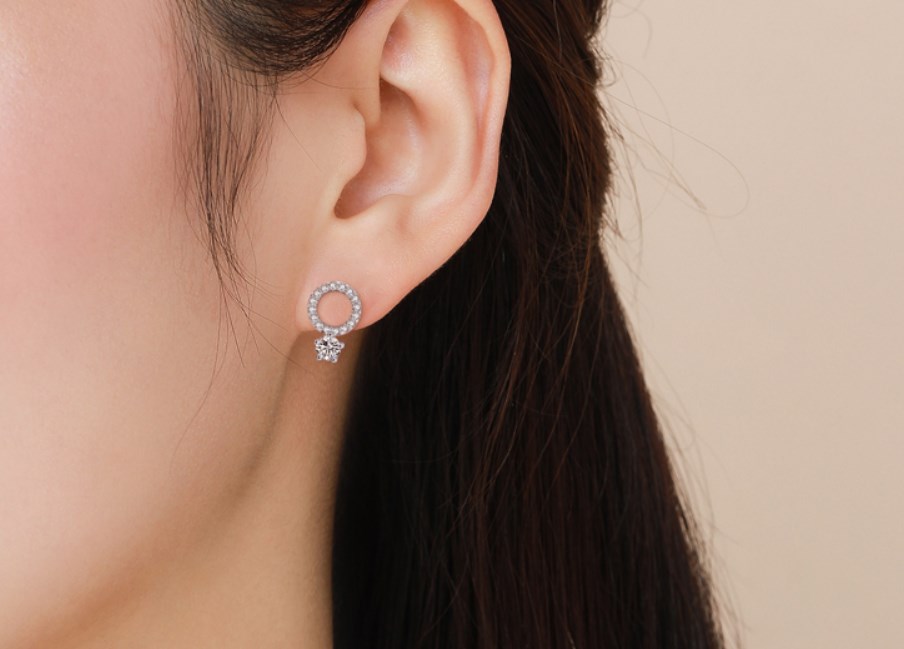 1 Pair Ins Style Casual Round Sterling Silver Plating Inlay Zircon Rhodium Plated Ear Studs display picture 5