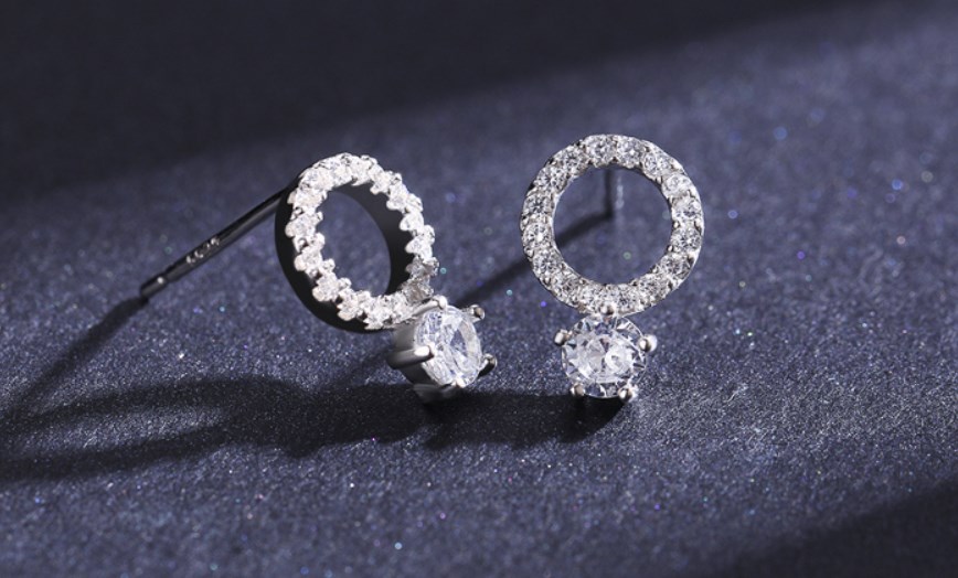 1 Pair Ins Style Casual Round Sterling Silver Plating Inlay Zircon Rhodium Plated Ear Studs display picture 6