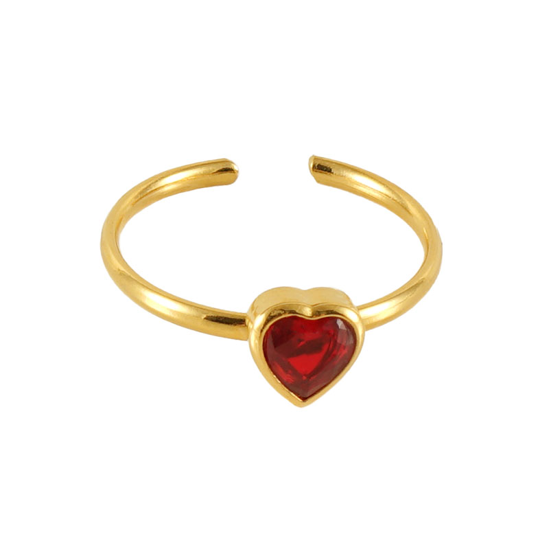 Stainless Steel 18K Gold Plated Casual Cute Plating Inlay Square Heart Shape Flower Zircon Open Ring display picture 2