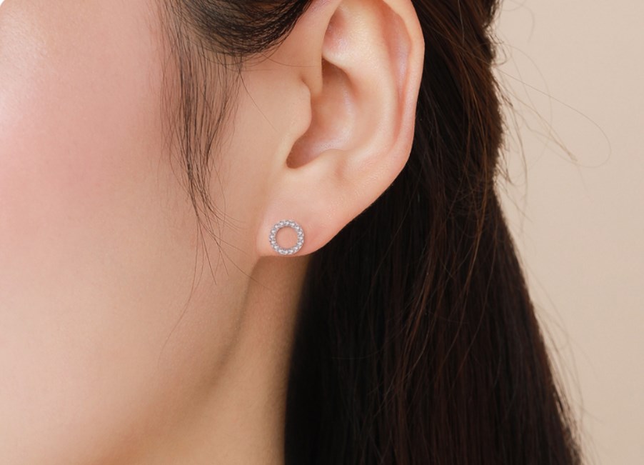 1 Pair Elegant Simple Style Classic Style Round Sterling Silver Plating Inlay Zircon Rhodium Plated Ear Studs display picture 5