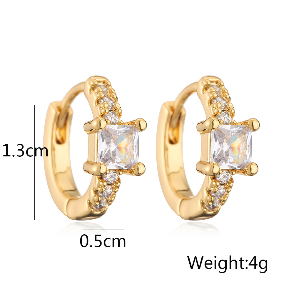 1 Paire Commute Style Coréen Rond Cuivre Placage Incrustation Zircon 18k Plaqué Or Boucles D'oreilles display picture 2