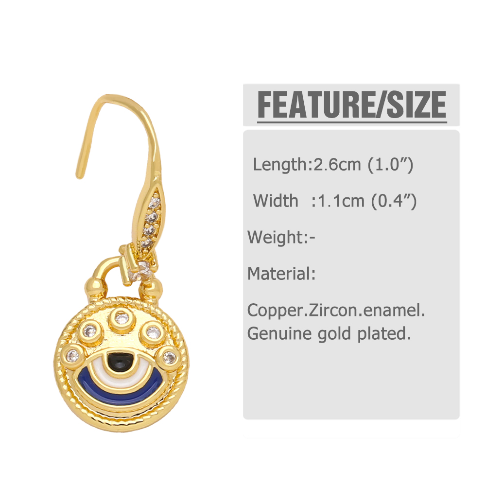 1 Pair Ins Style Artistic Devil's Eye Copper Plating Inlay Zircon 18k Gold Plated Drop Earrings display picture 1