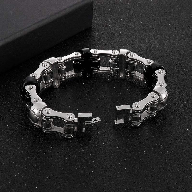 Hip-Hop Cool Style Skull Stainless Steel Plating 18K Gold Plated Men'S Bracelets display picture 12