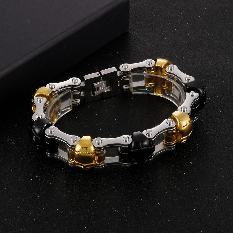 Hip-Hop Cool Style Skull Stainless Steel Plating 18K Gold Plated Men'S Bracelets display picture 10