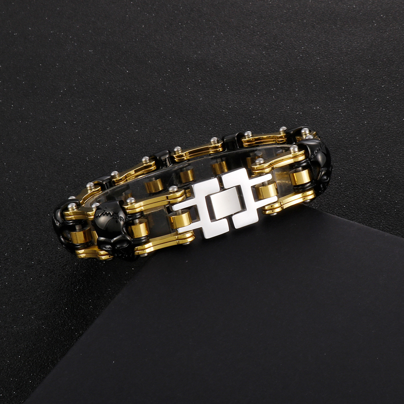 Hip-Hop Cool Style Skull Stainless Steel Plating 18K Gold Plated Men'S Bracelets display picture 9