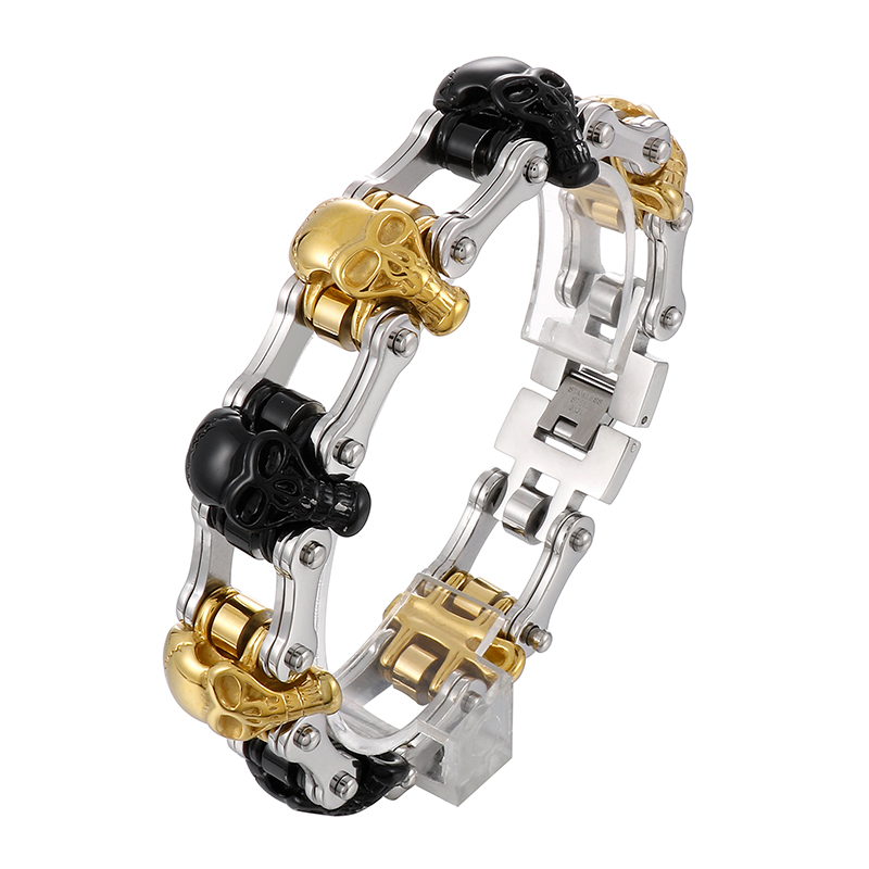 Hip-Hop Cool Style Skull Stainless Steel Plating 18K Gold Plated Men'S Bracelets display picture 2