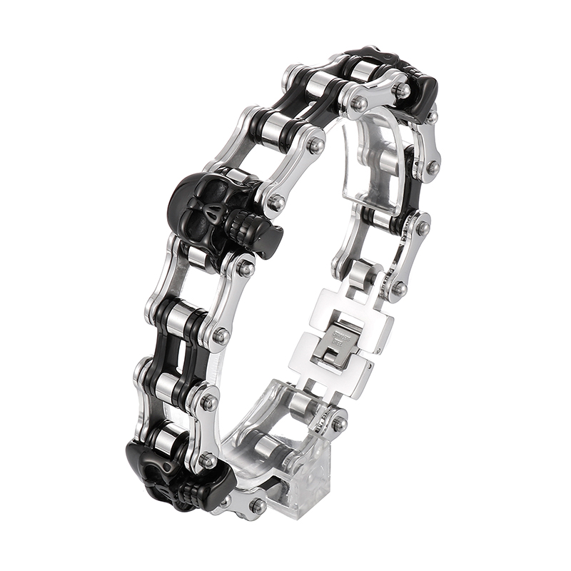 Hip-Hop Cool Style Skull Stainless Steel 18K Gold Plated Men'S Bracelets display picture 1