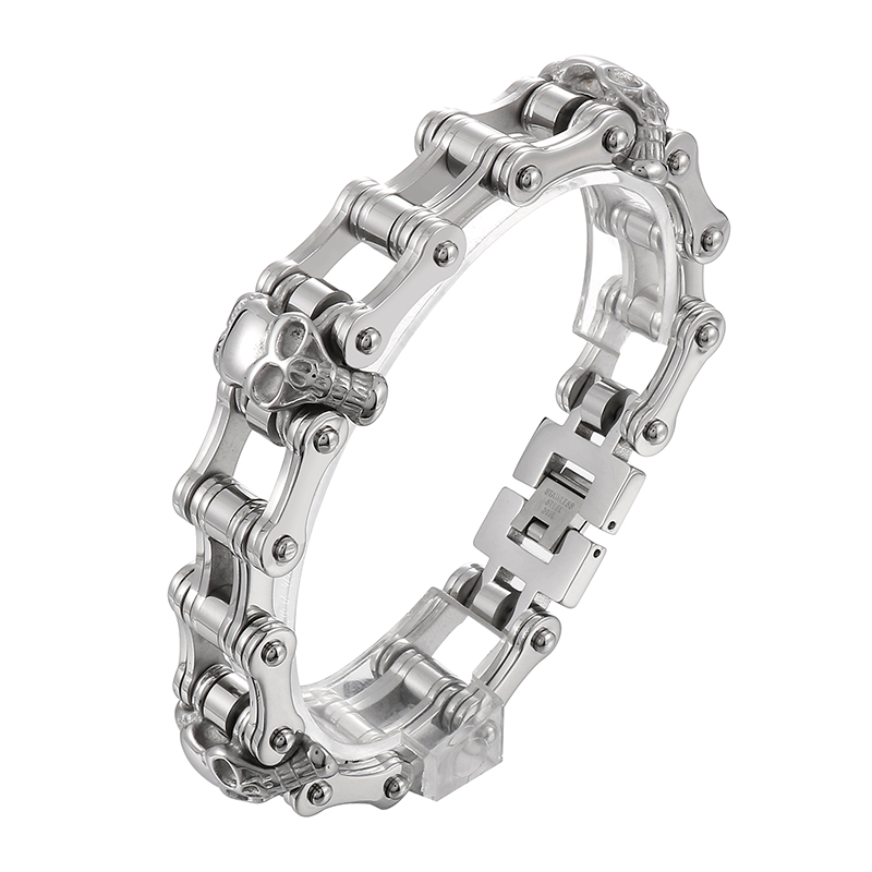 Hip Hop Toller Stil Schädel Rostfreier Stahl 18 Karat Vergoldet Männer Armbänder display picture 2