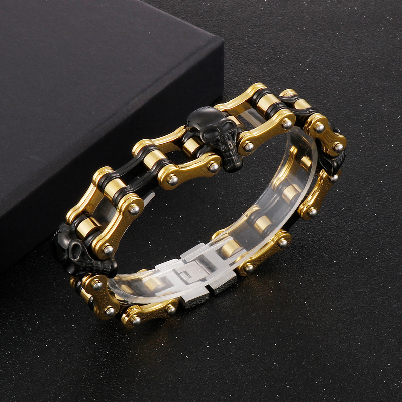 Hip-Hop Cool Style Skull Stainless Steel 18K Gold Plated Men'S Bracelets display picture 4