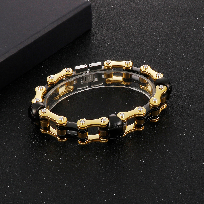 Hip-Hop Cool Style Skull Stainless Steel 18K Gold Plated Men'S Bracelets display picture 5