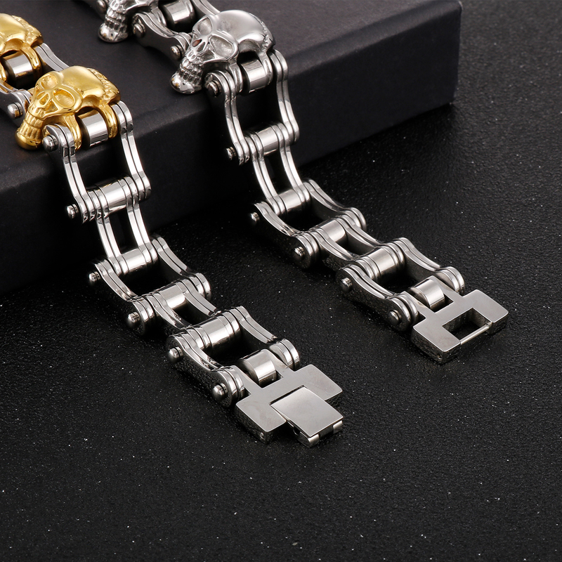 Hip-Hop Rock Skull Stainless Steel 18K Gold Plated Men'S Bracelets display picture 5