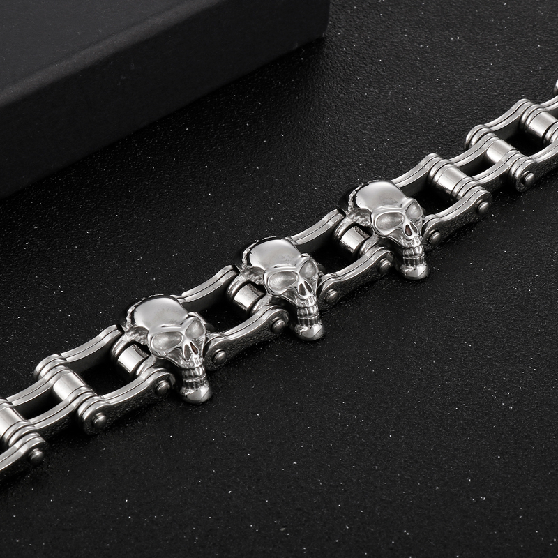 Hip-Hop Rock Skull Stainless Steel 18K Gold Plated Men'S Bracelets display picture 7