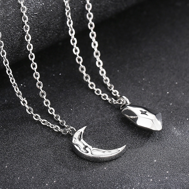 Casual Simple Style Irregular Star Moon Stainless Steel Pendant Necklace display picture 8