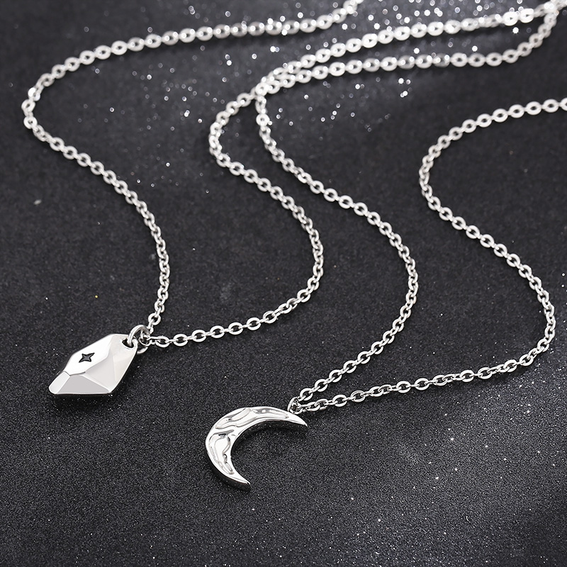 Casual Simple Style Irregular Star Moon Stainless Steel Pendant Necklace display picture 7