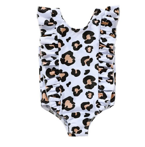 Retro Leopard Print Flounced Sleeve One-piece Swimsuit For Children display picture 6